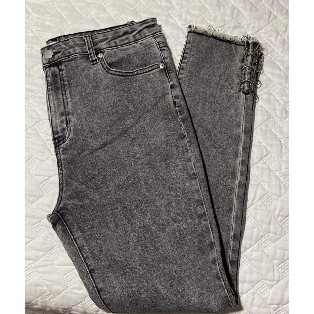 POL Jeans POL pants sexy edgy grey black jeans stretch denim NEW womens large